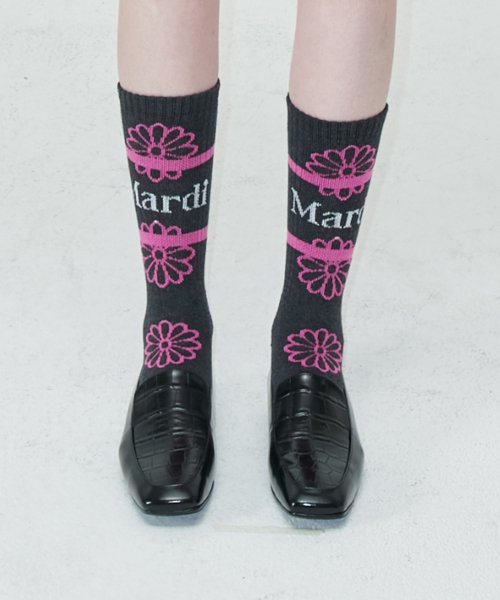 마르디 메크르디(MARDI MERCREDI) SOCKS - FLOS EMOJI - CHARCOAL