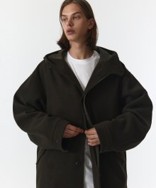 WOOL HOODED COAT MEN JA [KHAKI]