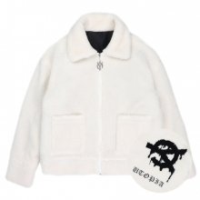 BACK FLOW LOGO FLEECE JACKET- IVORY