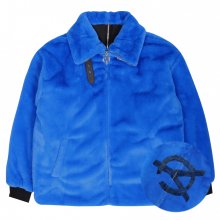 BOTH ZIPPER LOGO FUR JACKET- BLUE