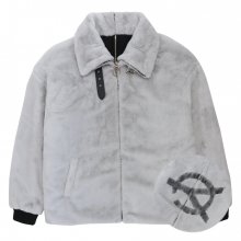 BOTH ZIPPER LOGO FUR JACKET- GREY