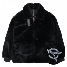 BOTH ZIPPER LOGO FUR JACKET-BLACK