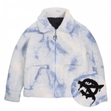 TIE-DYE BACK FLOW LOGO FLEECE JACKET- IVORY