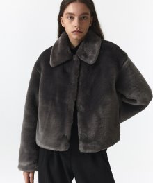 FUR CROP JACKET WOMEN JA [CHARCOAL GRAY]