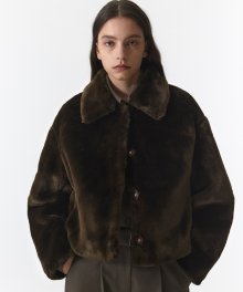 FUR CROP JACKET WOMEN JA [MOCHA  BROWN]