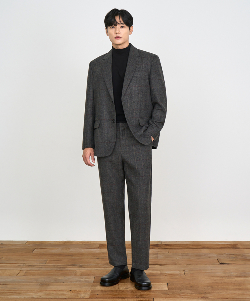 프레리(prairie) (세트상품) 울 헤링본 체크 블레이저 셋업 (CHARCOAL)