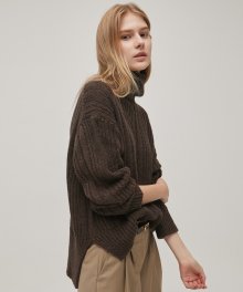 Alpaca wool Turtleneck knit - Brown