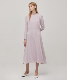 Long Sleeve Flare Dress - Pink