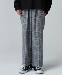 MG0F GLEN CHECK WIDE SLACKS (GRAY)