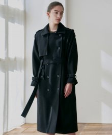 Soft Wool Double Trench Coat_Black