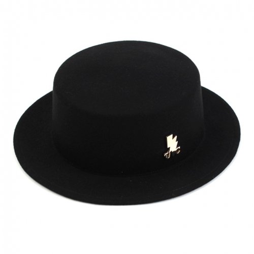 Black Flat Short Wool Fedora GD 숏페도라
