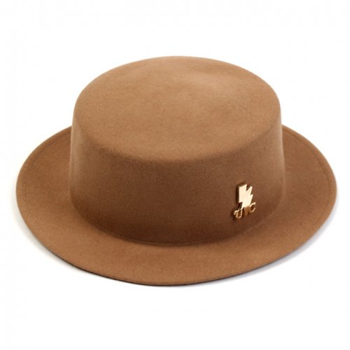 Beige Flat Short Wool Fedora 숏페도라