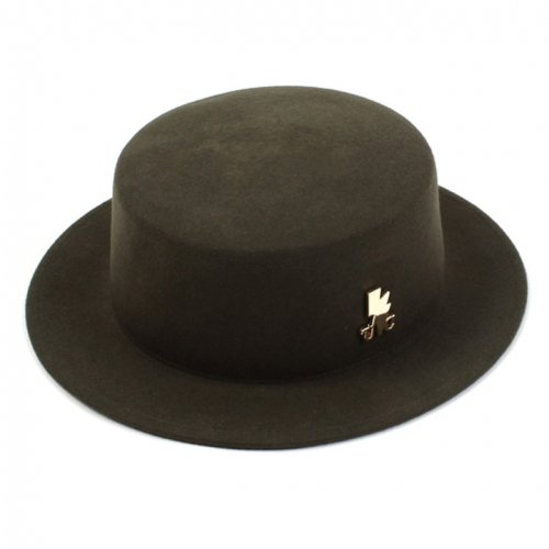 Khaki Flat Short Wool Fedora 숏페도라