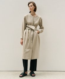 언발란스 브이넥 벨트드레스 UNBALANCE V-NECK BELTED DRESS - BEIGE