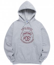 STAMP-FRONT HOODIE (MELANGE GRAY /  BURGUNDY)