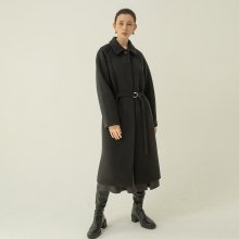Belted Raglan Coat-Black