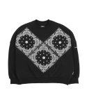 아조바이아조(AJOBYAJO) [기모] Oversized Paisley Patchwork Sweatshirt [Black]