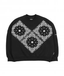 [기모] Oversized Paisley Patchwork Sweatshirt [Black]