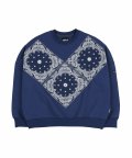 [기모] Oversized Paisley Patchwork Sweatshirt [Blue]