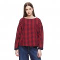 Check boat-neck blouse_5OUT5QCF5901