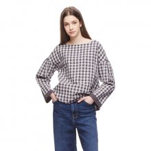 Check boat-neck blouse_5OUT5QCF5902