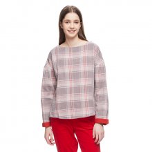 Check boat-neck blouse_5OUT5QCF5911