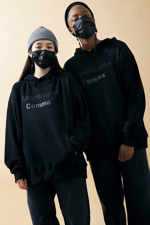 어퍼스트로피 콤마() ACOMMA MASK HANGER HOODIE (Black/Black) 상품 이미지