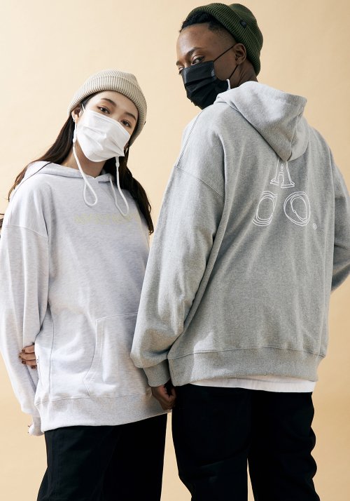 어퍼스트로피 콤마() ACOMMA MASK HANGER HOODIE (Gray/White) 상품 이미지