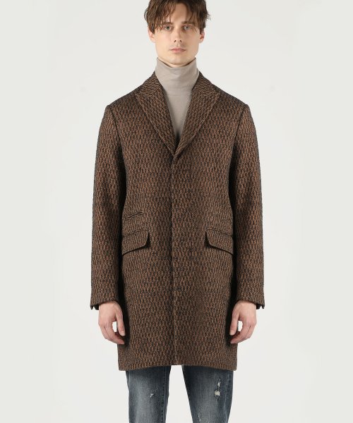 Однобортное пальто из шерстяного блэнда в клетку [Beige]
