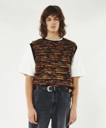 DWS ETHNIC KNIT VEST(BROWN)