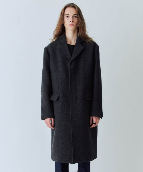 MUSINSA | OURSCOPE Melton Single Chesterfield Coat (Charcoal)