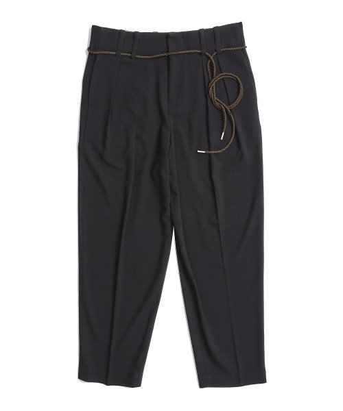 Брюки с двумя складками и веревкой (Black)