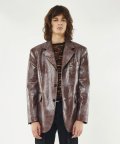 DWS 3BOTTON FAUX LEATHER BLAZER