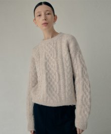 LIGHT BEIGE TOM CABLE KNIT SWEATER