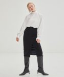 온느(ONNE) Stitched Wool Midi Skirt - Indigo