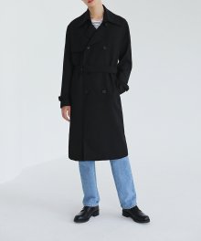 Wool notched trench coat (Black)