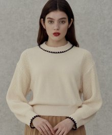A POINT EMBROIDERY KNIT [3 colors]