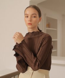 PLEATED T-SHIRT_BROWN