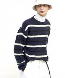 BLUECREAM blushed mohair stripe knit (MT301)