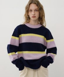 R STRIPE CONTRAST KNIT TOP_NAVY