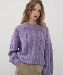 R CABLE POINT CROP KNIT TOP_LIGHT VIOLET