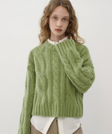 R CABLE POINT CROP KNIT TOP_OLIVE