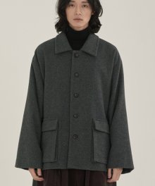 unisex pocket half coat gray