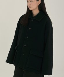 unisex pocket half coat black