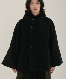 unisex hood half coat black