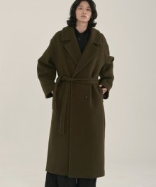 unisex double long coat khaki