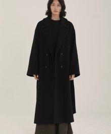 unisex double long coat black