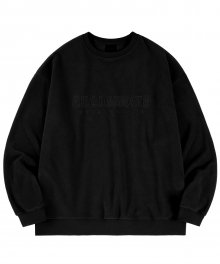 유니섹스 오버핏 컴피 로고 플리스 스웨트 셔츠-블랙