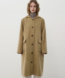 R WOOL HOOD LONG COAT