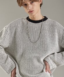 CABLE BOUCLE LONG SLEEVE WHITE